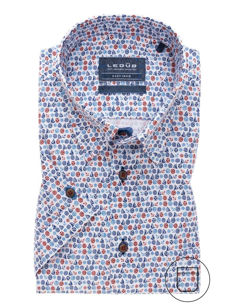 Modern Fit overhemd korte mouw button down easy care